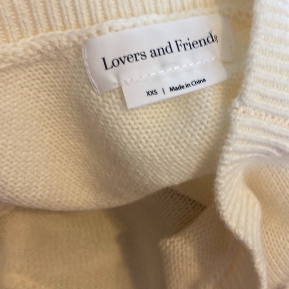 Lovers + Friends One Shoulder Puff Sleeve Cropped Sweater Sz XXS 100% Cotton - Picture 5 of 6